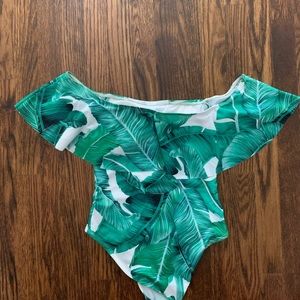 leaf print swim suit